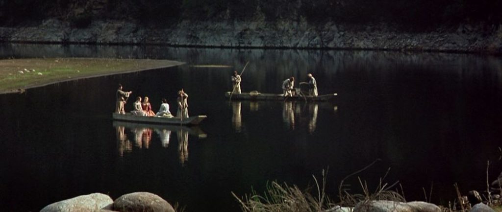 On voit un photogramme du film La Princesse de Montpensier de Bertrand Tavernier où est représentée la scène de la barque.